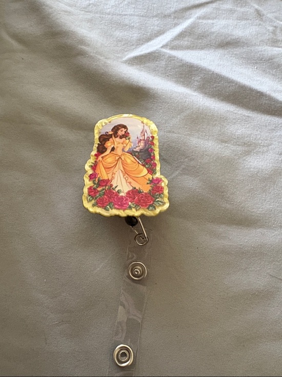 Accessories - Yellow Belle Floral Princess Badge Reel Card Holder